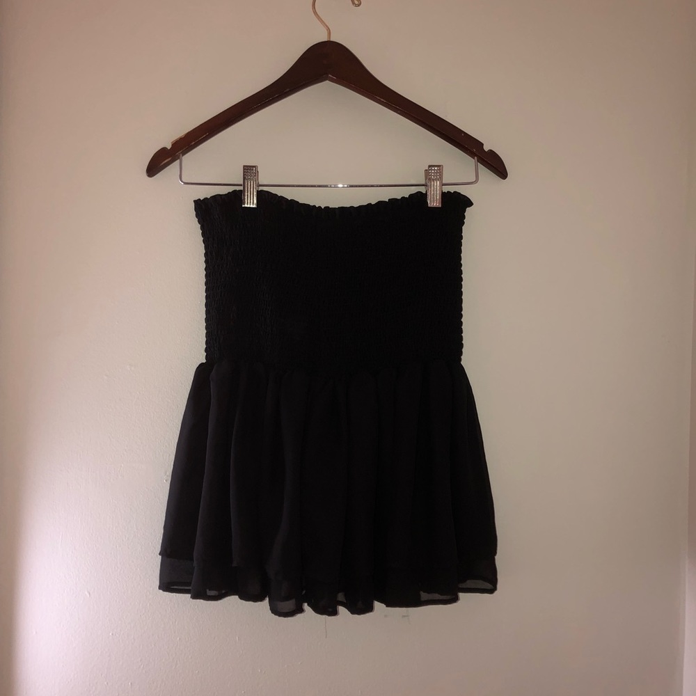 Detailed at the top black summer skirt